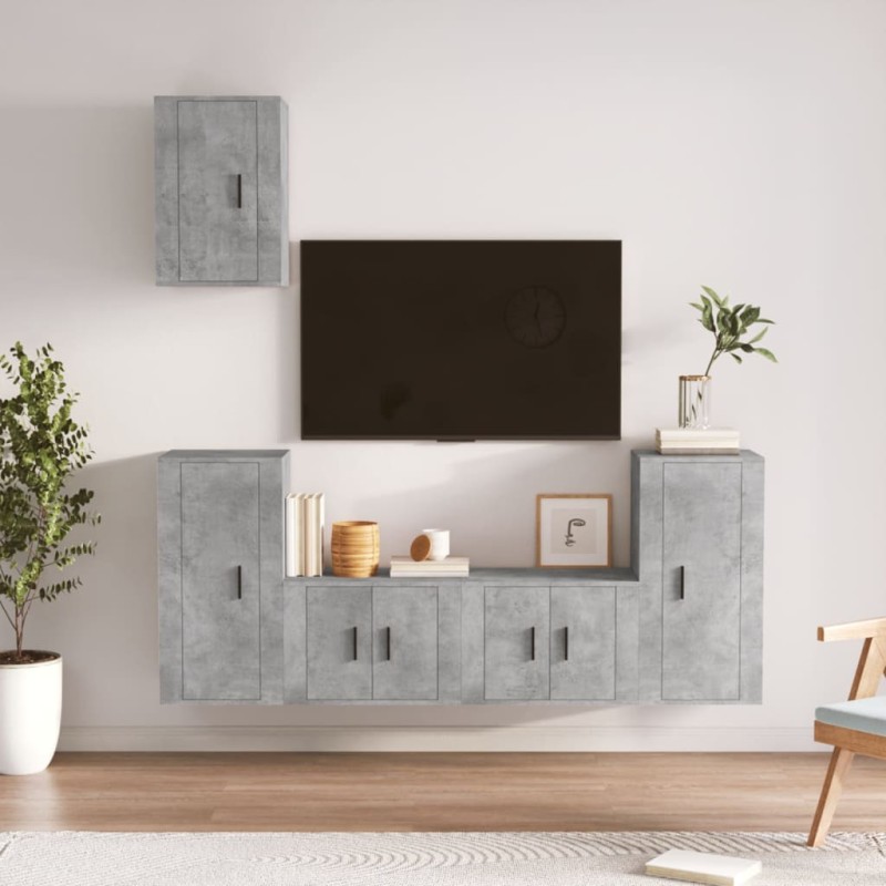 vidaXL 5-tlg. TV-Schrank-Set Betongrau Holzwerkstoff vidaXL 5-tlg. TV-Schrank-Set Betongrau Holzwerkstoff