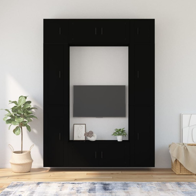 vidaXL 8-tlg. TV-Schrank-Set Schwarz Holzwerkstoff vidaXL 8-tlg. TV-Schrank-Set Schwarz Holzwerkstoff