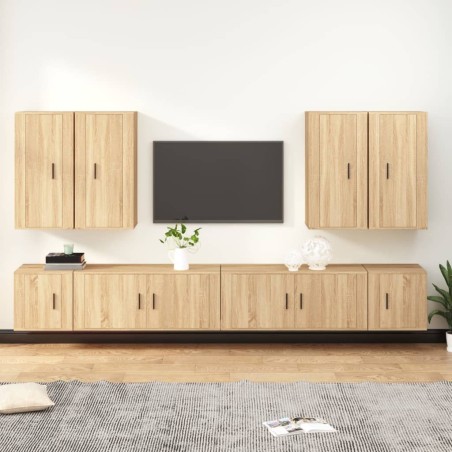 vidaXL 8-tlg. TV-Schrank-Set Sonoma-Eiche Holzwerkstoff