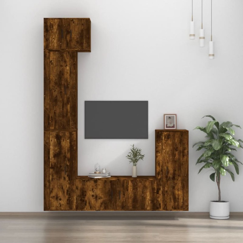 vidaXL 5-tlg. TV-Schrank-Set Räuchereiche Holzwerkstoff vidaXL 5-tlg. TV-Schrank-Set Räuchereiche Holzwerkstoff