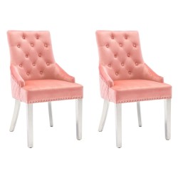 Esszimmerstühle 2 Stk. Rosa Samt