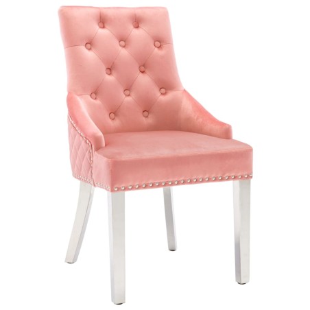 Esszimmerstühle 2 Stk. Rosa Samt