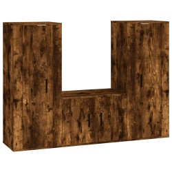vidaXL 3-tlg. TV-Schrank-Set Räuchereiche Holzwerkstoff