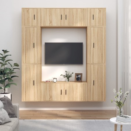 vidaXL 8-tlg. TV-Schrank-Set Sonoma-Eiche Holzwerkstoff