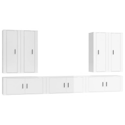 vidaXL 7-tlg. TV-Schrank-Set Hochglanz-Weiß Holzwerkstoff