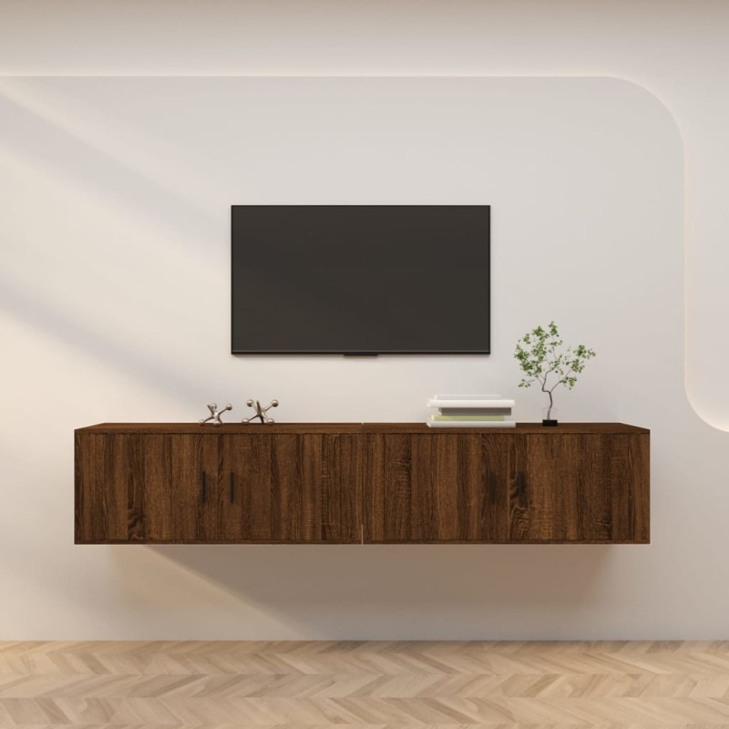 vidaXL TV-Wandschränke 2 Stk. Braun Eichen-Optik 100x34,5x40 cm vidaXL TV-Wandschränke 2 Stk. Braun Eichen-Optik 100x34,5x40 cm