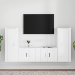vidaXL 4-tlg. TV-Schrank-Set Weiß Holzwerkstoff