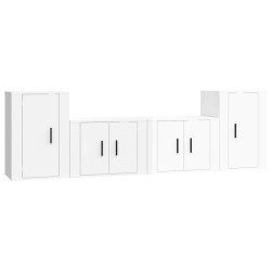vidaXL 4-tlg. TV-Schrank-Set Hochglanz-Weiß Holzwerkstoff