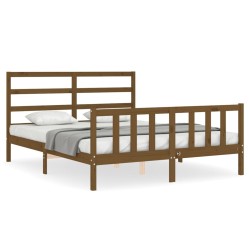 vidaXL Massivholzbett mit Kopfteil Honigbraun 160x200 cm