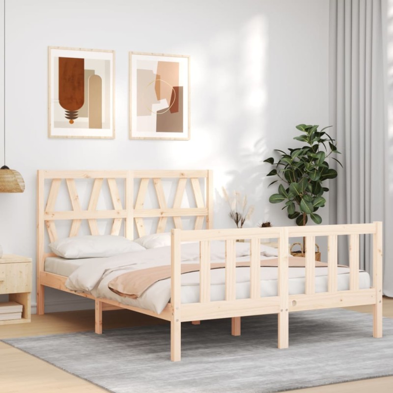 vidaXL Massivholzbett mit Kopfteil vidaXL Massivholzbett mit Kopfteil