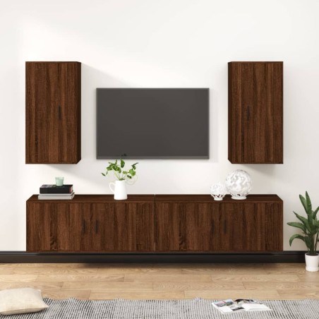 vidaXL 4-tlg. TV-Schrank-Set Braun Eichen-Optik Holzwerkstoff