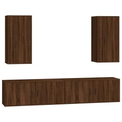 vidaXL 4-tlg. TV-Schrank-Set Braun Eichen-Optik Holzwerkstoff