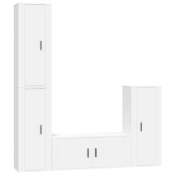 vidaXL 4-tlg. TV-Schrank-Set Weiß Holzwerkstoff