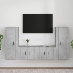 vidaXL 4-tlg. TV-Schrank-Set Betongrau Holzwerkstoff