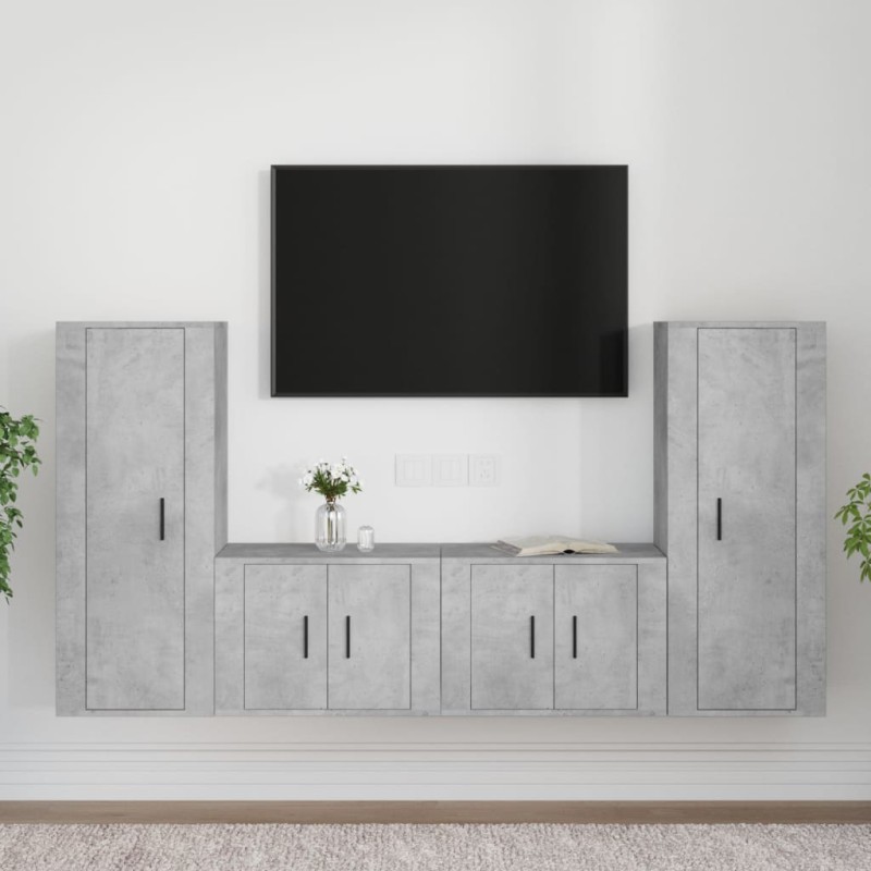vidaXL 4-tlg. TV-Schrank-Set Betongrau Holzwerkstoff vidaXL 4-tlg. TV-Schrank-Set Betongrau Holzwerkstoff