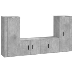 vidaXL 4-tlg. TV-Schrank-Set Betongrau Holzwerkstoff