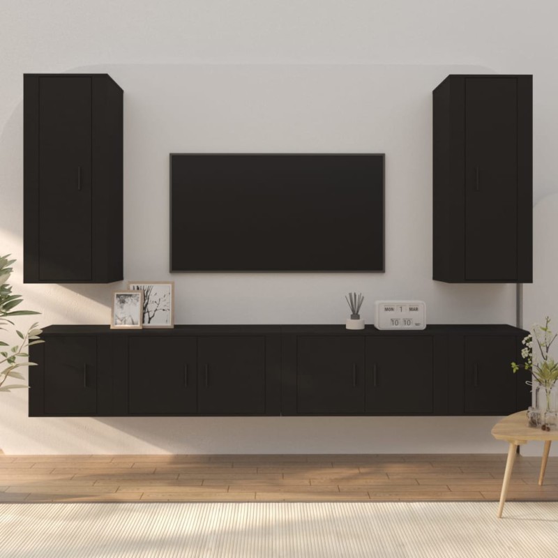 vidaXL 6-tlg. TV-Schrank-Set Schwarz Holzwerkstoff vidaXL 6-tlg. TV-Schrank-Set Schwarz Holzwerkstoff