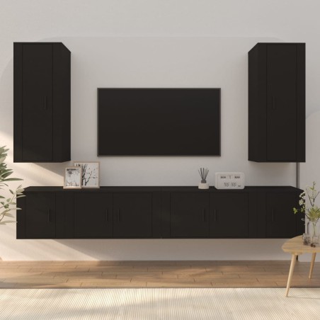 vidaXL 6-tlg. TV-Schrank-Set Schwarz Holzwerkstoff