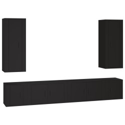 vidaXL 6-tlg. TV-Schrank-Set Schwarz Holzwerkstoff