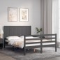 vidaXL Massivholzbett mit Kopfteil Grau 140x190 cm vidaXL Massivholzbett mit Kopfteil Grau 140x190 cm