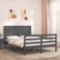 vidaXL Massivholzbett mit Kopfteil Grau 140x190 cm vidaXL Massivholzbett mit Kopfteil Grau 140x190 cm