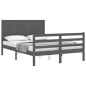 vidaXL Massivholzbett mit Kopfteil Grau 140x190 cm vidaXL Massivholzbett mit Kopfteil Grau 140x190 cm