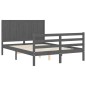 vidaXL Massivholzbett mit Kopfteil Grau 140x190 cm vidaXL Massivholzbett mit Kopfteil Grau 140x190 cm