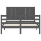 vidaXL Massivholzbett mit Kopfteil Grau 140x190 cm vidaXL Massivholzbett mit Kopfteil Grau 140x190 cm