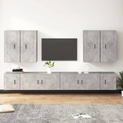 vidaXL 8-tlg. TV-Schrank-Set Betongrau Holzwerkstoff