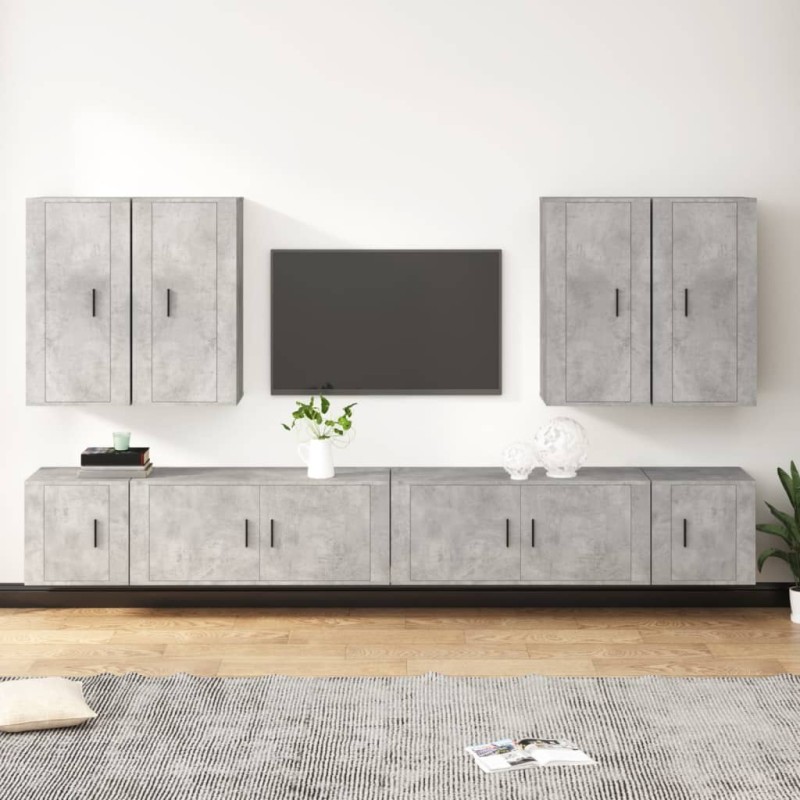 vidaXL 8-tlg. TV-Schrank-Set Betongrau Holzwerkstoff vidaXL 8-tlg. TV-Schrank-Set Betongrau Holzwerkstoff