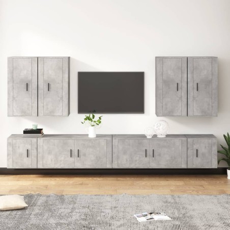 vidaXL 8-tlg. TV-Schrank-Set Betongrau Holzwerkstoff