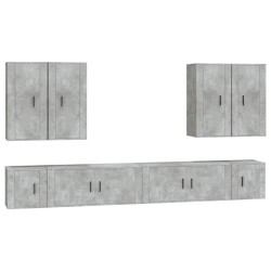 vidaXL 8-tlg. TV-Schrank-Set Betongrau Holzwerkstoff