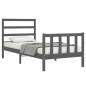 vidaXL Bettgestell mit Kopfteil Grau 90x190 cm Massivholz vidaXL Bettgestell mit Kopfteil Grau 90x190 cm Massivholz