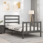 vidaXL Bettgestell mit Kopfteil Grau 90x190 cm Massivholz vidaXL Bettgestell mit Kopfteil Grau 90x190 cm Massivholz