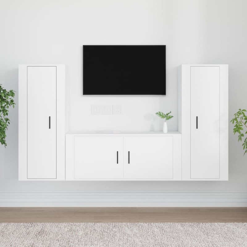 vidaXL 3-tlg. TV-Schrank-Set Weiß Holzwerkstoff vidaXL 3-tlg. TV-Schrank-Set Weiß Holzwerkstoff