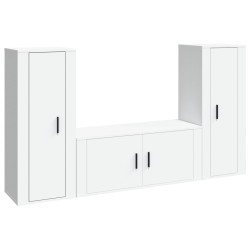 vidaXL 3-tlg. TV-Schrank-Set Weiß Holzwerkstoff