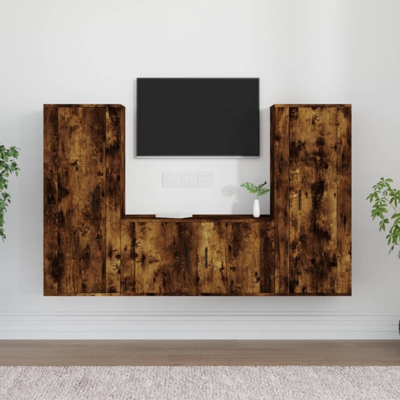 vidaXL 3-tlg. TV-Schrank-Set Räuchereiche Holzwerkstoff vidaXL 3-tlg. TV-Schrank-Set Räuchereiche Holzwerkstoff