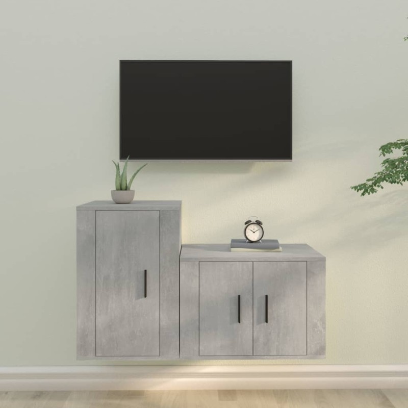 vidaXL 2-tlg. TV-Schrank-Set Betongrau Holzwerkstoff vidaXL 2-tlg. TV-Schrank-Set Betongrau Holzwerkstoff