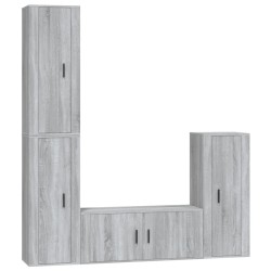 vidaXL 4-tlg. TV-Schrank-Set Grau Sonoma Holzwerkstoff