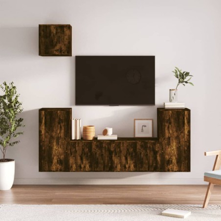 vidaXL 5-tlg. TV-Schrank-Set Räuchereiche Holzwerkstoff