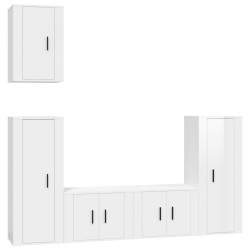vidaXL 5-tlg. TV-Schrank-Set Hochglanz-Weiß Holzwerkstoff
