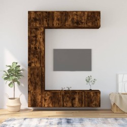 vidaXL 7-tlg. TV-Schrank-Set Räuchereiche Holzwerkstoff
