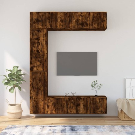 vidaXL 7-tlg. TV-Schrank-Set Räuchereiche Holzwerkstoff