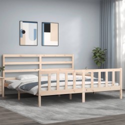 vidaXL Massivholzbett mit Kopfteil 200x200 cm