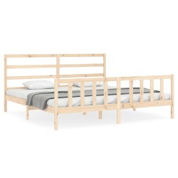vidaXL Massivholzbett mit Kopfteil 200x200 cm