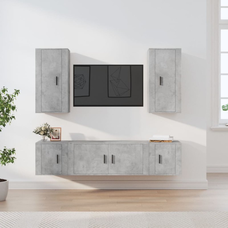 vidaXL 5-tlg. TV-Schrank-Set Betongrau Holzwerkstoff vidaXL 5-tlg. TV-Schrank-Set Betongrau Holzwerkstoff