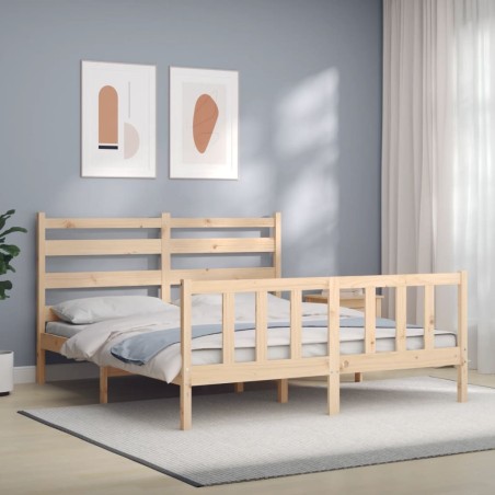 vidaXL Massivholzbett mit Kopfteil 160x200 cm