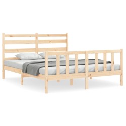 vidaXL Massivholzbett mit Kopfteil 160x200 cm