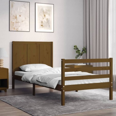 vidaXL Massivholzbett mit Kopfteil Honigbraun 100x200 cm