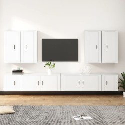 vidaXL 8-tlg. TV-Schrank-Set Weiß Holzwerkstoff